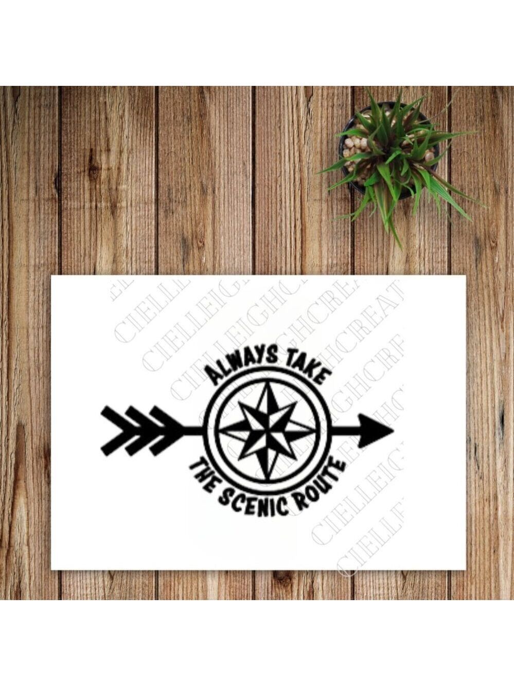 *2 for $20* Always Take the Scenic Route compass vinyl decal Sticker Handcrafted